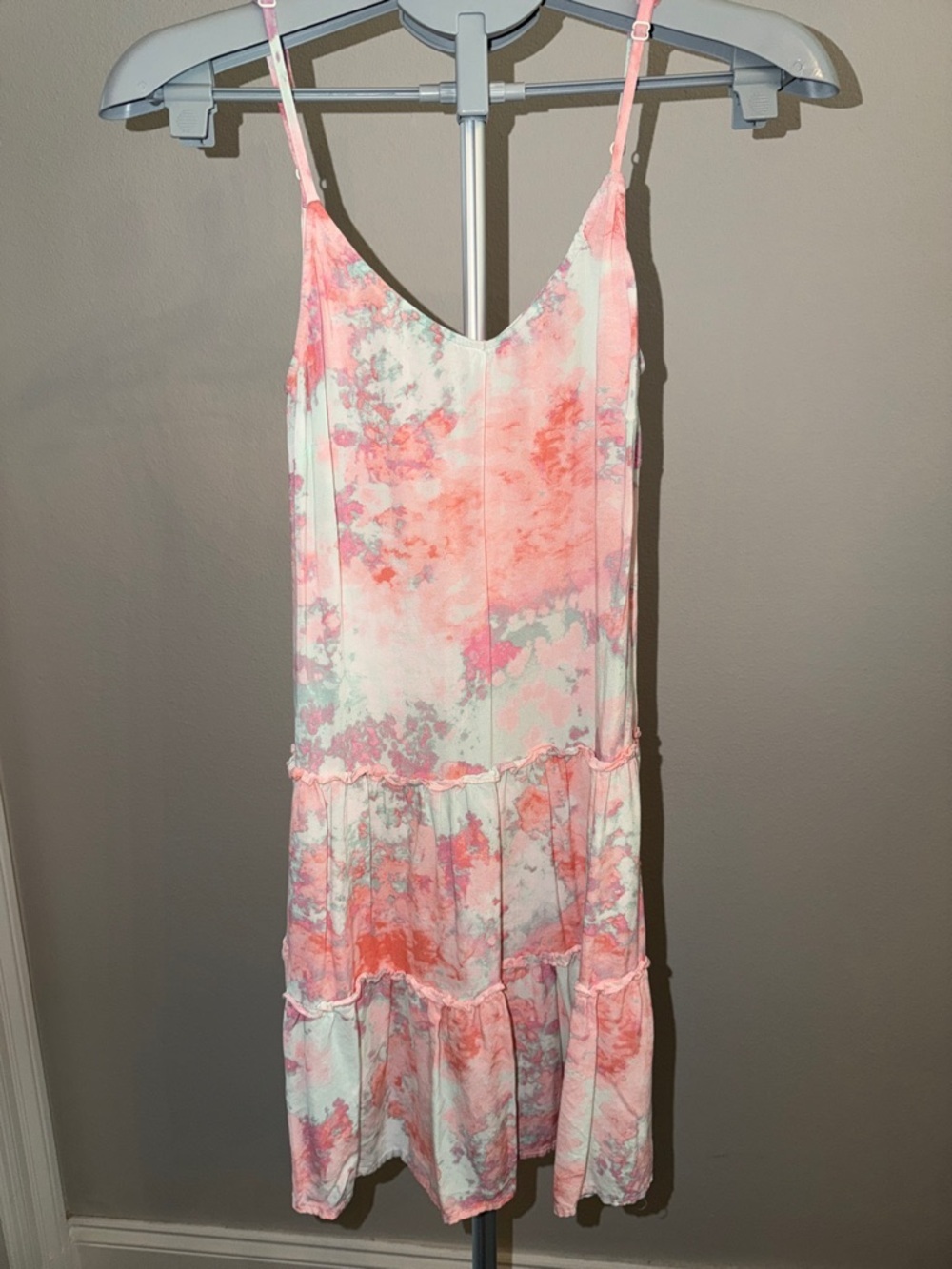 As U Wish Coral, Pink & Mint Tie-Dye Spaghetti Strap Dress